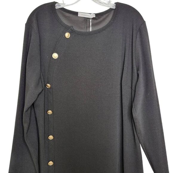 Avantlook Black Long Sleeves Buttons Side Details Dress Size 3X - Picture 3 of 11